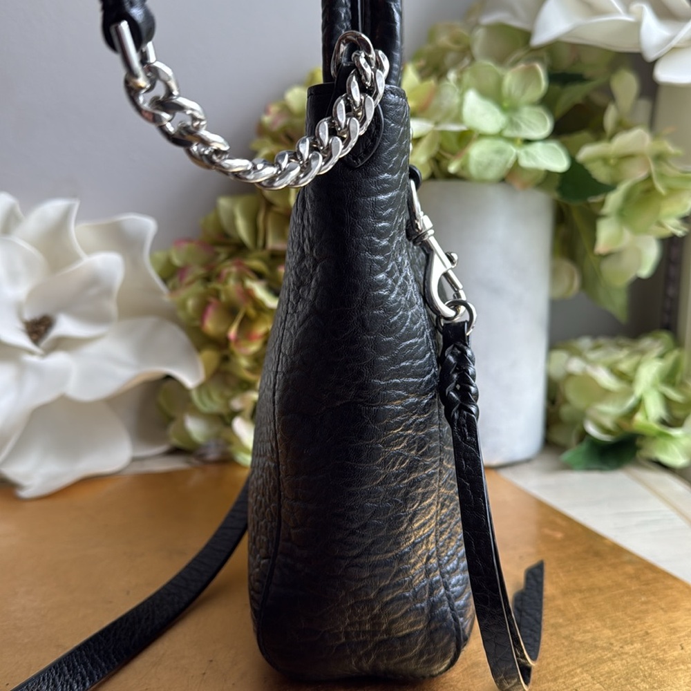 Rebecca Minkoff Chain Top Handle Tote in Pebbled Black Leather - Picture 5 of 16